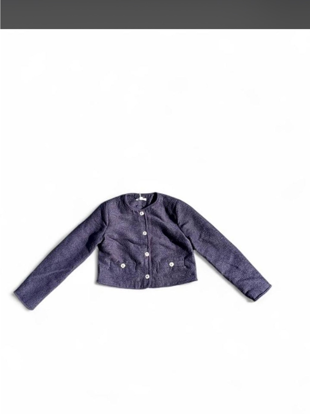 Girls Cropped Button-Front Jacket in Navy